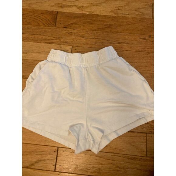 Zara, women's white elastic waist basic short cotton shorts size small - Picture 1 of 8